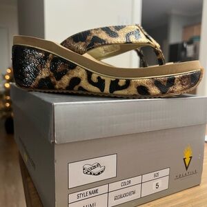 Volatile Gold Black Cheetah Sandals